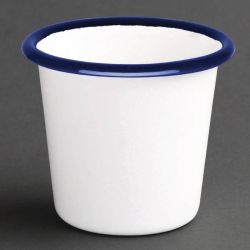 Olympia Enamel Sauce Cup White And Blue (Pack Of 6)