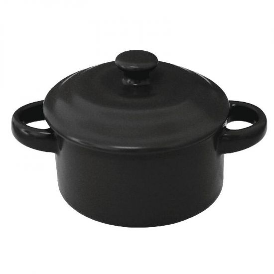 Olympia Mini Round Pots Black 227ml 8oz Box of 4 URO DK821