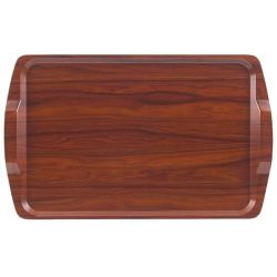 Cambro Walnut Laminate Room Service Tray With Handles 640mm Cambro Walnut Laminate Room Service Tray With Handles 640mm
