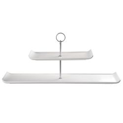 Churchill 2 Tier Rectangular Plate Tower 560mm (Pack Of 2) Churchill 2 Tier Rectangular Plate Tower 560mm (Pack Of 2)