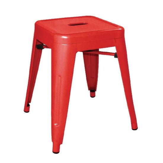 Bolero Steel Bistro Low Stools Red (Pack Of 4) URO DL870 Bolero Steel Bistro Low Stools Red (Pack Of 4) URO DL870