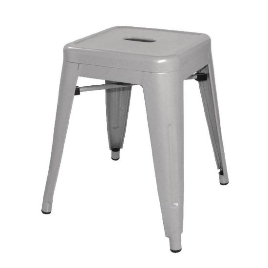Silver Grey Steel Bistro Low Stool (Pack Of 4) URO DL875 Silver Grey Steel Bistro Low Stool (Pack Of 4) URO DL875