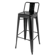 Bolero Bistro Steel High Stool With Backrest Black (Pack Of 4)