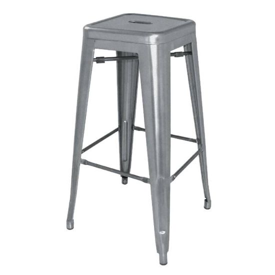 Bolero Steel Bistro High Stools Gun Metal Grey (Pack Of 4) URO DM934