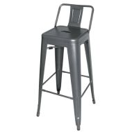 Bolero Bistro High Stool With Backrest Gun Metal (Pack Of 4)