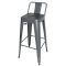 Bolero Bistro High Stool With Backrest Gun Metal (Pack Of 4)