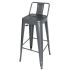 Bolero Bistro High Stool With Backrest Gun Metal (Pack Of 4)