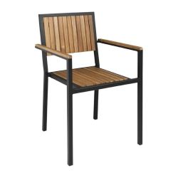 Bolero Steel & Acacia Wood Arm Chair (Pack Of 4) Bolero Steel & Acacia Wood Arm Chair (Pack Of 4)