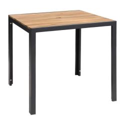 Bolero Square Steel And Acacia Table 800mm