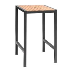 Bolero Square Steel And Acacia Bar Table 600mm