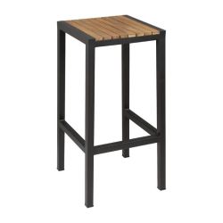 Bolero Black Steel & Acacia Wood Bar Stools (Pack Of 2)