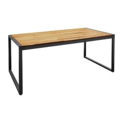 Bolero Acacia Wood And Steel Rectangular Industrial Table 1800mm Bolero Acacia Wood And Steel Rectangular Industrial Table 1800mm