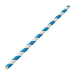 Utopia Biodegradable Paper Straws Blue Stripes (Pack Of 250)