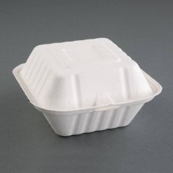 Fiesta Green Compostable Bagasse Burger Boxes 152mm (Pack Of 500) Fiesta Green Compostable Bagasse Burger Boxes 152mm (Pack Of 500)