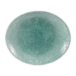Churchill Studio Prints Raku Oval Coupe Plates Jade Green 317mm (Pack Of 12)