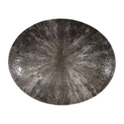 Churchill Stone Quartz Black Orbit Oval Coupe Plates 317mm (Pack Of 12)