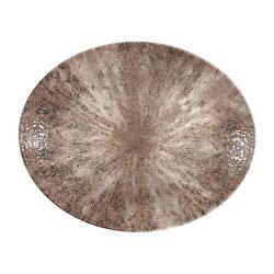 Churchill Stone Zircon Brown Orbit Oval Coupe Plates 317mm (Pack Of 12)