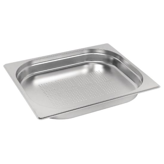 Vogue Stainless Steel 1/2 Perforated Gastronorm Pan 40mm URO E698 Vogue Stainless Steel 1/2 Perforated Gastronorm Pan 40mm URO E698