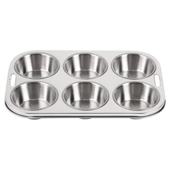 Vogue Stainless Steel 6 Cup Deep Muffin Tray URO E714 Vogue Stainless Steel 6 Cup Deep Muffin Tray URO E714