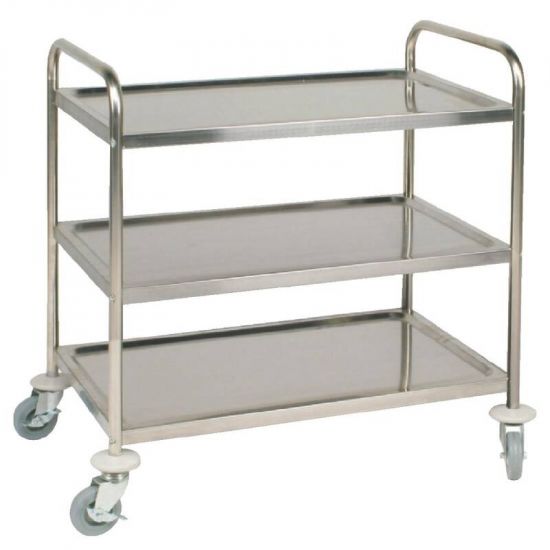 Vogue Stainless Steel 3 Tier Clearing Trolley Medium URO F994