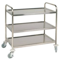 Vogue Stainless Steel 3 Tier Clearing Trolley Large Vogue Stainless Steel 3 Tier Clearing Trolley Large