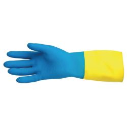 MAPA Alto 405 Liquid-Proof Heavy-Duty Janitorial Gloves Blue And Yellow Large