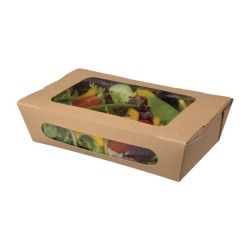 Colpac Recyclable Kraft Tuck-Top Salad Packs With Window 1000ml / 35oz (Pack Of 200)