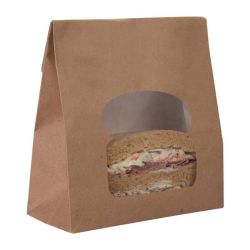 Colpac Recyclable Kraft Sandwich Bags With Window (Pack Of 250)