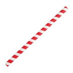 Fiesta Green Compostable Paper Smoothie Straws Red Stripes (Pack Of 250)
