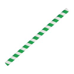 Fiesta Green Compostable Paper Smoothie Straws Green Stripes (Pack Of 250)