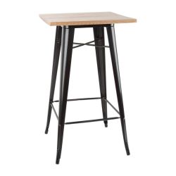 Bolero Bistro Bar Table With Wooden Top Black (Single)