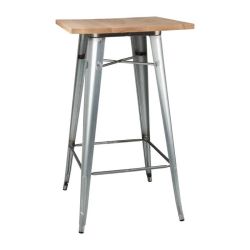 Bolero Bistro Bar Table With Wooden Top Galvanised Steel (Single)