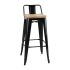 Bolero Bistro Backrest High Stools With Wooden Seat Pad Black (Pack Of 4)