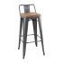 Bolero Bistro Backrest High Stools With Wooden Seat Pad Gun Metal (Pack Of 4)