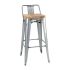Bolero Bistro Backrest High Stools With Wooden Seat Pad Galvanised Steel (Pack Of 4)