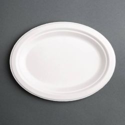 Fiesta Green Compostable Bagasse Oval Plates 198mm (Pack Of 50)