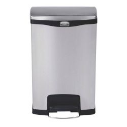 Rubbermaid Slim Jim Front Step On Pedal Bin Stainless Steel 50Ltr