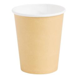 Fiesta Disposable Coffee Cups Single Wall Kraft 225ml / 8oz (Pack Of 50)