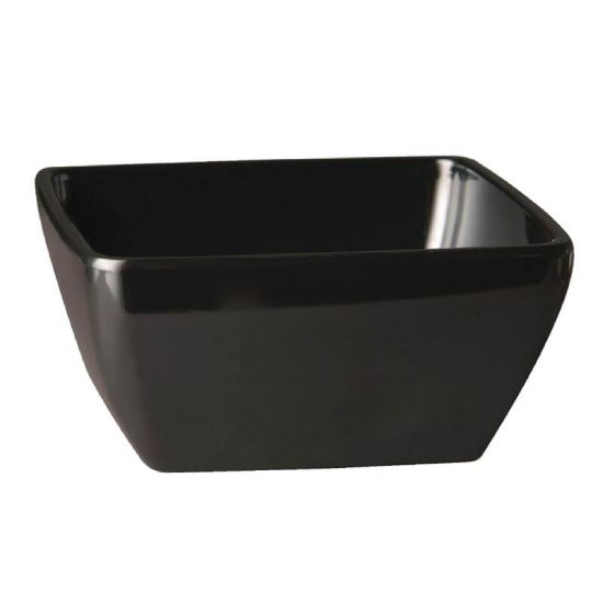 APS Pure Melamine Black Square Bowl 250mm URO GF139 APS Pure Melamine Black Square Bowl 250mm URO GF139