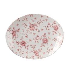 Churchill Vintage Prints Oval Plates Cranberry Rose Print 315mm (Pack Of 6)