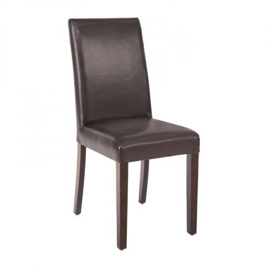 Bolero Faux Leather Dining Chairs Dark Brown (Pack Of 2) URO GF955