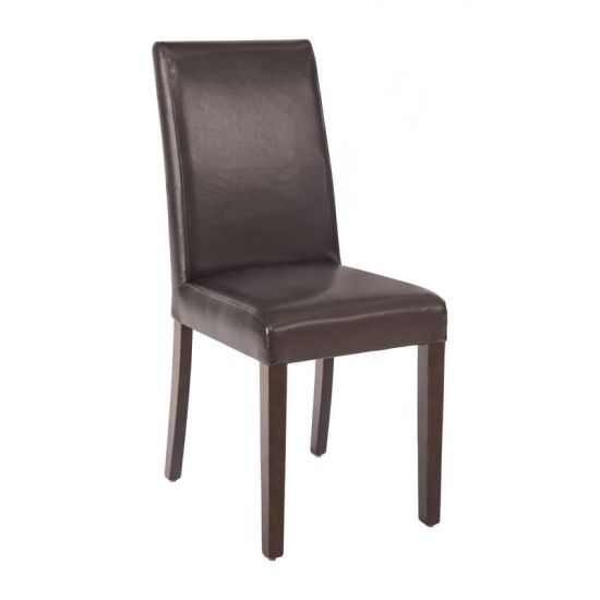 Bolero Faux Leather Dining Chairs Dark Brown (Pack Of 2) URO GF955 Bolero Faux Leather Dining Chairs Dark Brown (Pack Of 2) URO GF955