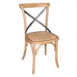Bolero Natural Bentwood Chairs with Metal Cross Backrest (Pack of 2) Bolero Natural Bentwood Chairs with Metal Cross Backrest (Pack of 2)