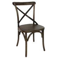 Bolero Oak Bentwood Chairs with Metal Cross Backrest Walnut Finish (Pack of 2)