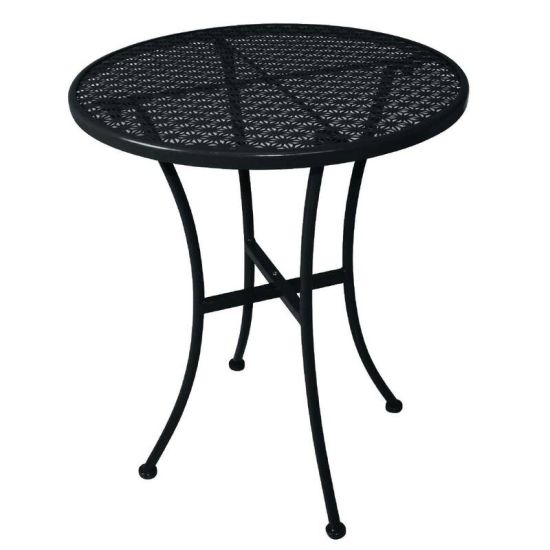 Black Steel Patterned Round Bistro Table Black 600mm URO GG705 Black Steel Patterned Round Bistro Table Black 600mm URO GG705