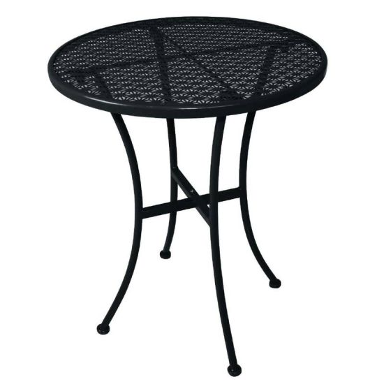 Black Steel Patterned Round Bistro Table Black 600mm URO GG705