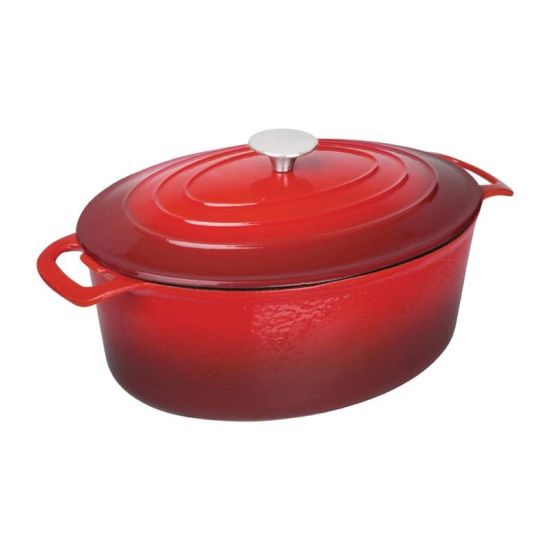 Vogue Red Oval Casserole Dish 6Ltr URO GH314 Vogue Red Oval Casserole Dish 6Ltr URO GH314