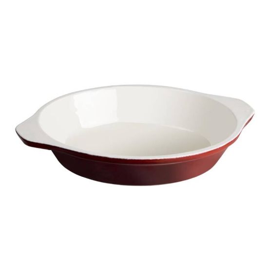 Vogue Red Round Cast Iron Gratin Dish 400ml URO GH315