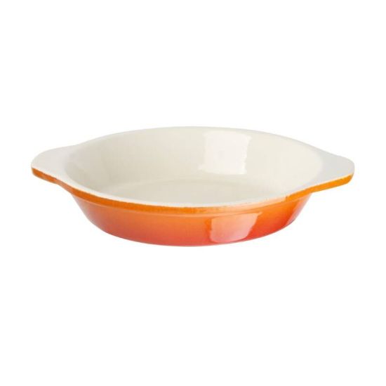 Vogue Orange Round Cast Iron Gratin Dish 400ml URO GH316 Vogue Orange Round Cast Iron Gratin Dish 400ml URO GH316