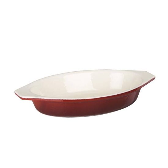 Vogue Red Oval Cast Iron Gratin Dish 650ml URO GH317 Vogue Red Oval Cast Iron Gratin Dish 650ml URO GH317